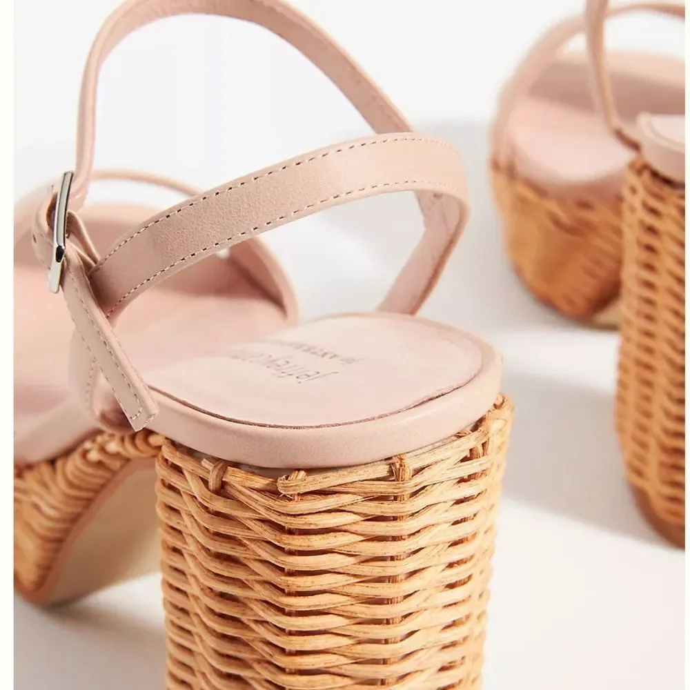 Anthropologie x Jeffrey Campbell Platform Pink Leather Basket Heels US 10